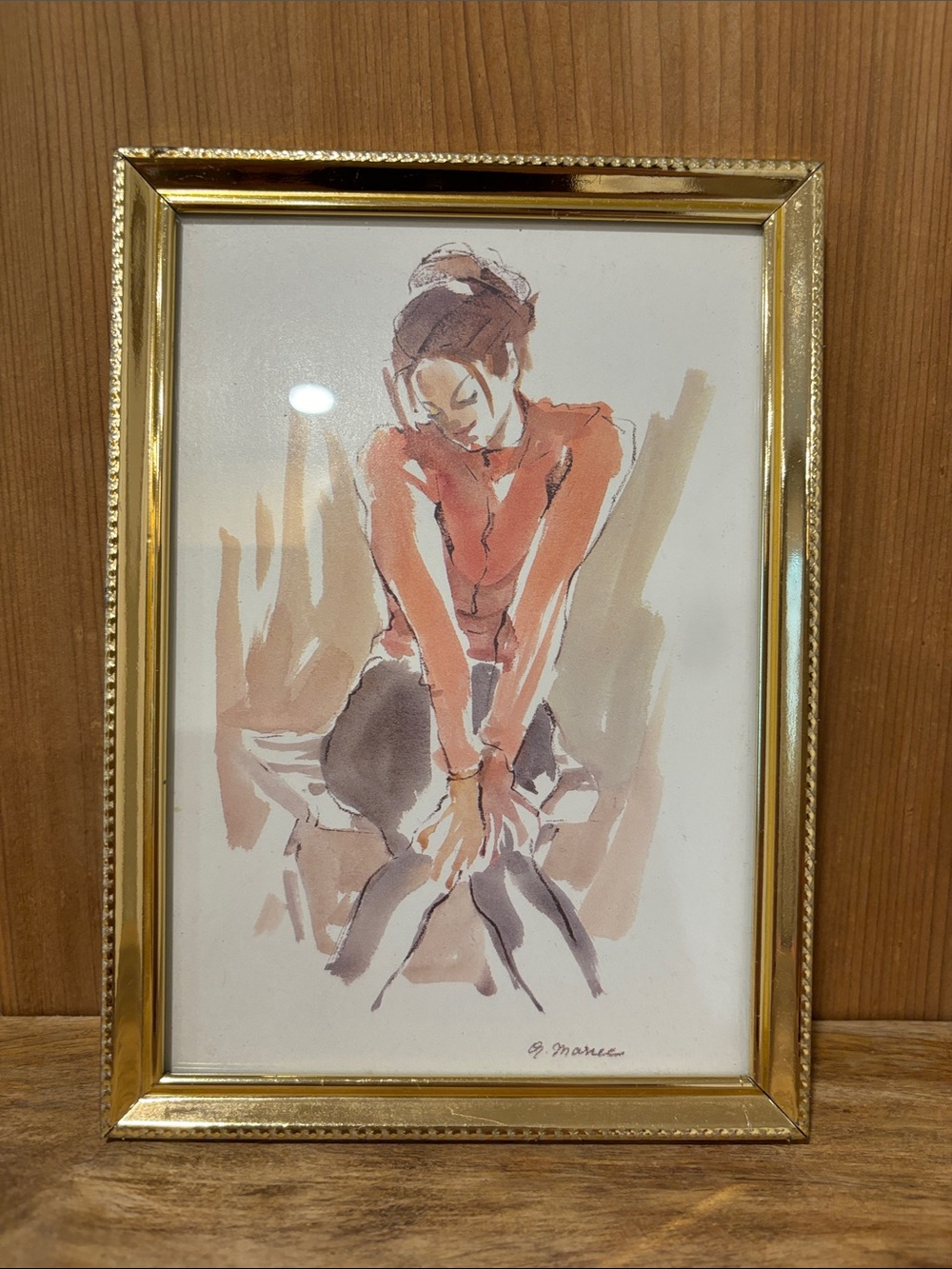 Gold metal frame with print